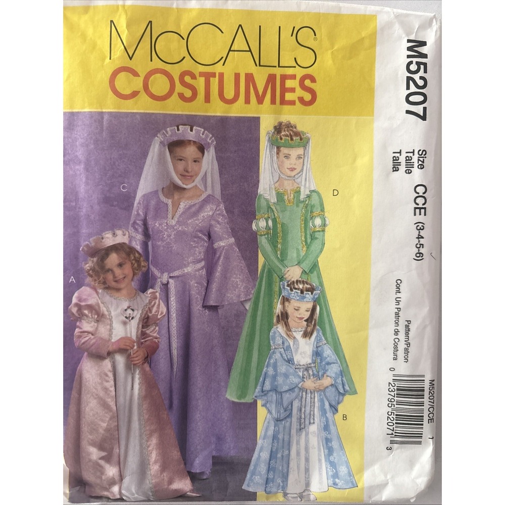 2006 McCall's Costumes Pattern #M5207 Girls Sizes 3-4-5-6 Cut EUC